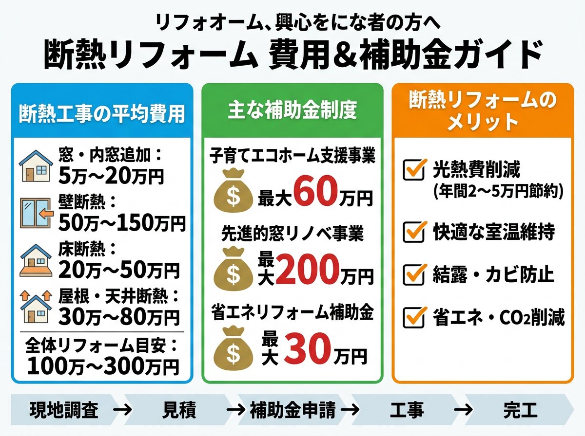 断熱工事の平均的な費用と補助金制度