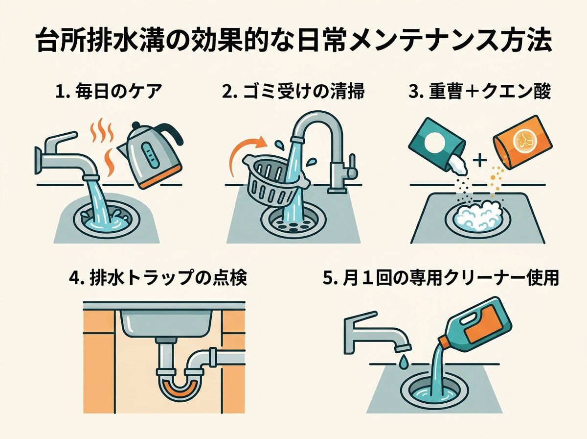 台所排水溝の効果的な日常メンテナンス方法