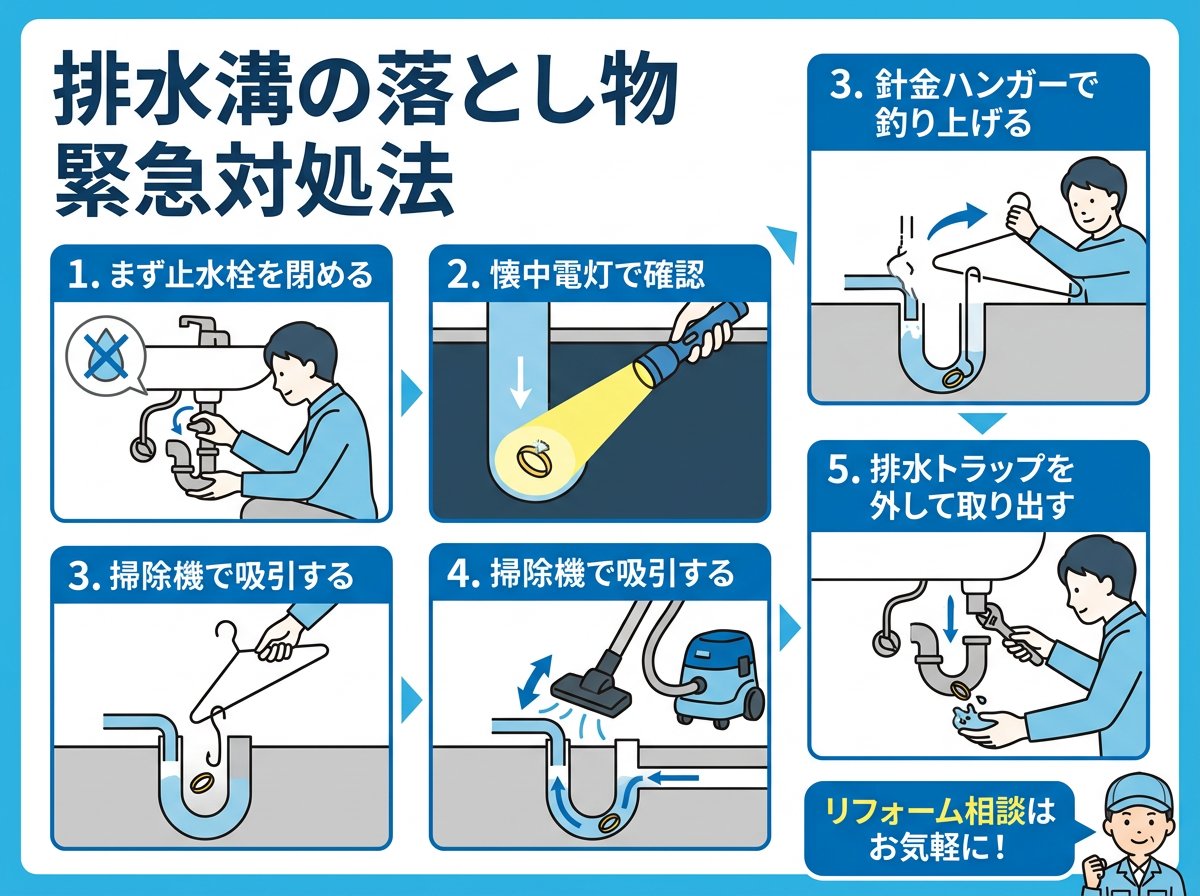排水溝の落とし物への緊急対処法