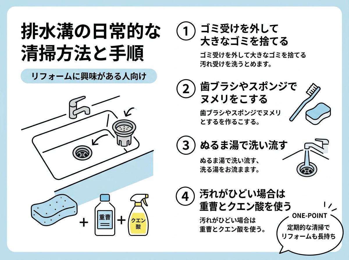 排水溝の日常的な清掃方法と手順