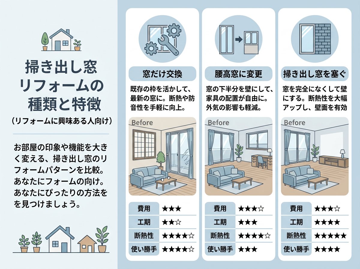 掃き出し窓リフォームの種類と特徴