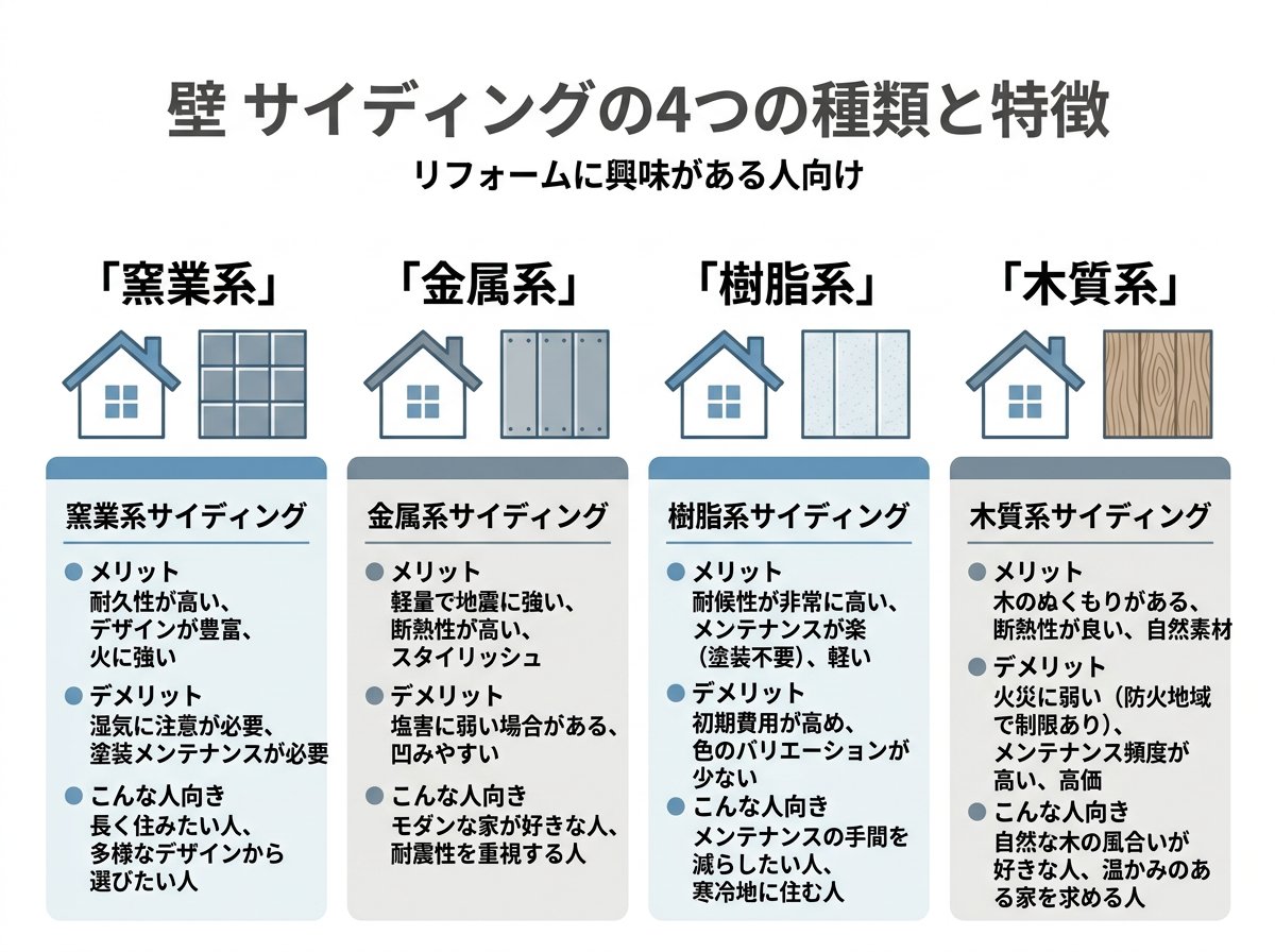 壁 サイディングの4つの種類と特徴