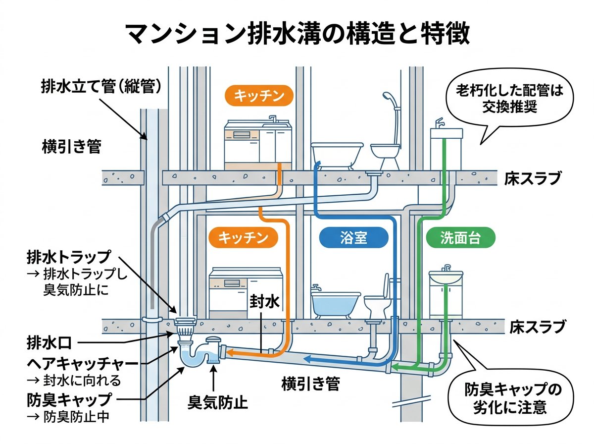 マンションの排水溝構造と特徴