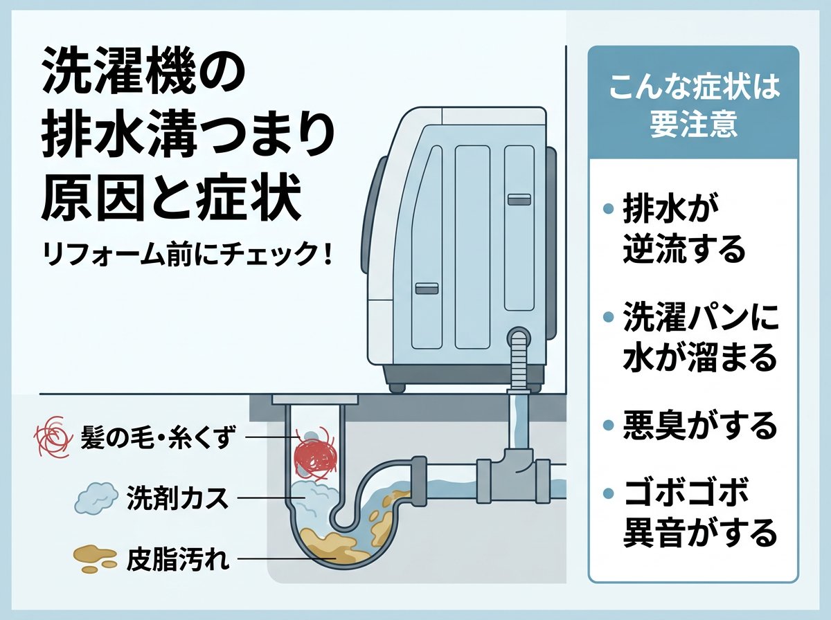 洗濯機の排水溝つまりの原因と症状