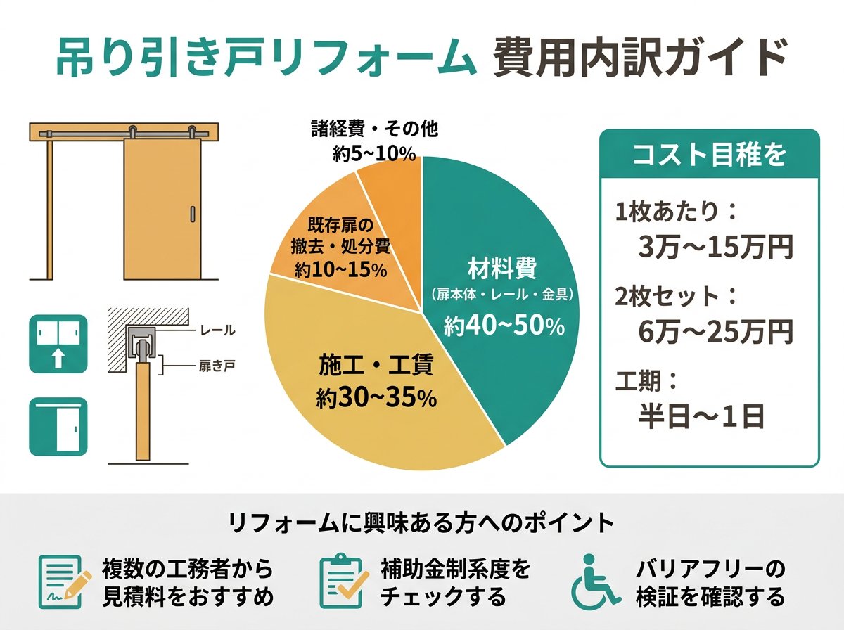 吊り引き戸リフォームの具体的な費用内訳