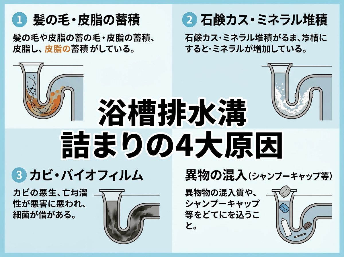浴槽 排水溝の詰まり原因とは?