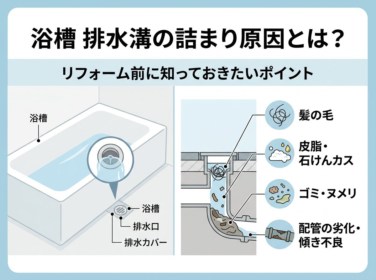 浴槽 排水溝の詰まり原因とは?